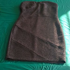 BCBG Maxazria extra small semi-formal party prom Brown gold strapless dress